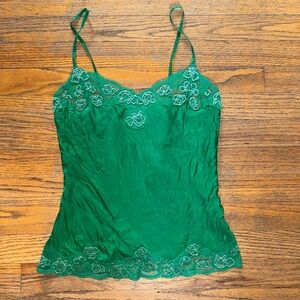 Forever 21 Emerald Green Camisole with Floral Lace